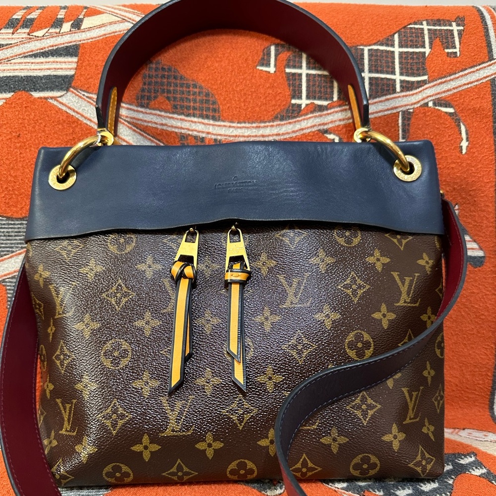 Louis Vuitton Monogram Canvas Shoulder Bag with Black and Red Trim